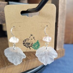 Clear/White Leaf Fairy & Cottage Core Earrings
